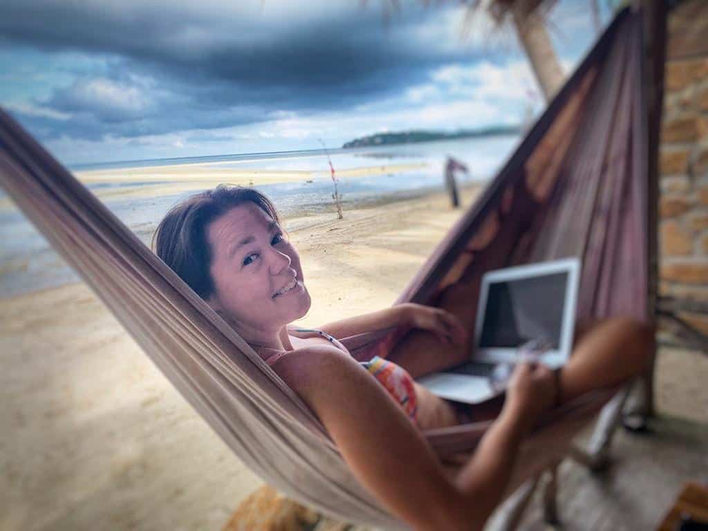 writer in hammock