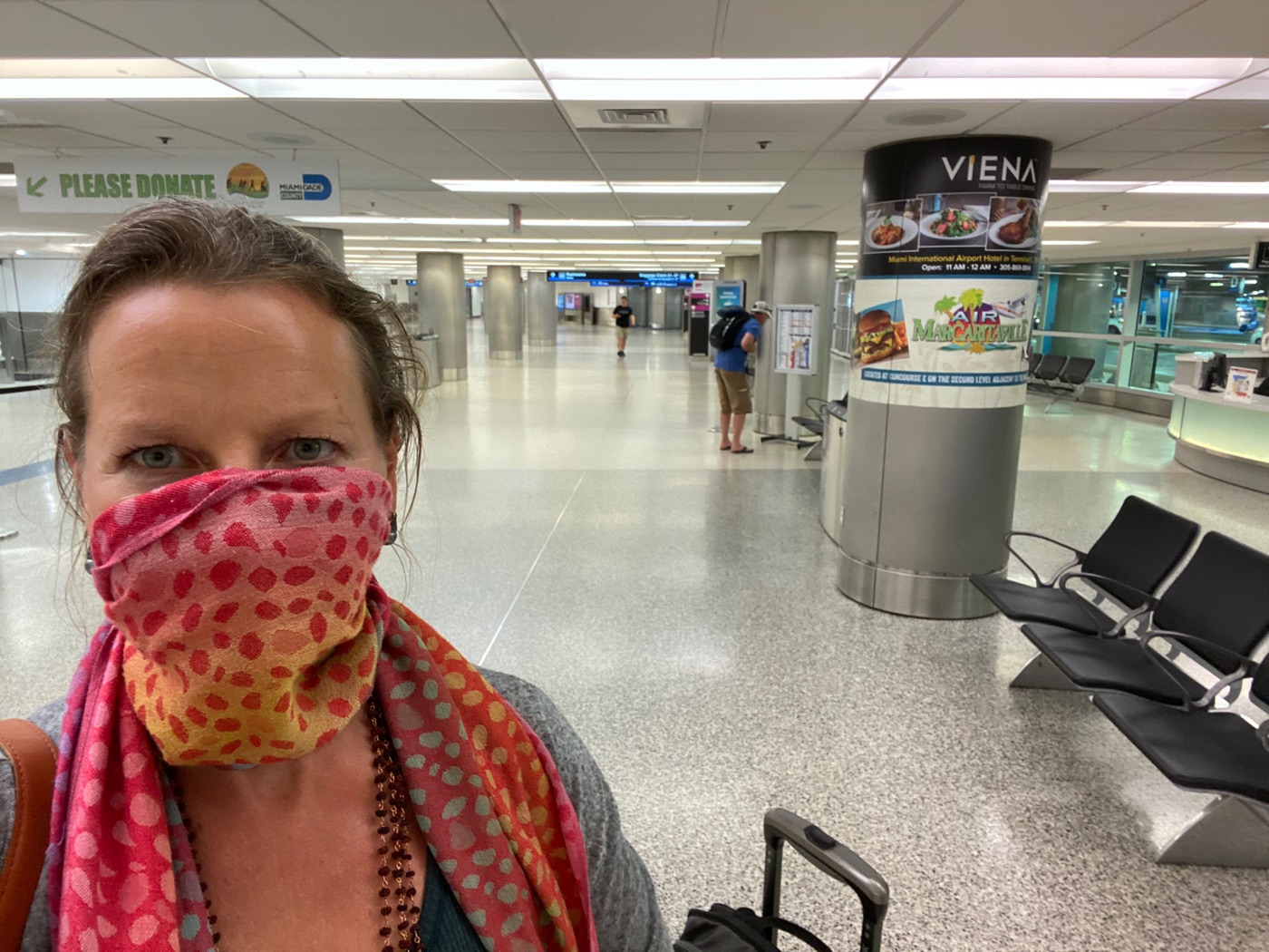 Esther Jacobs on one of the last flights into the United States in March 2020